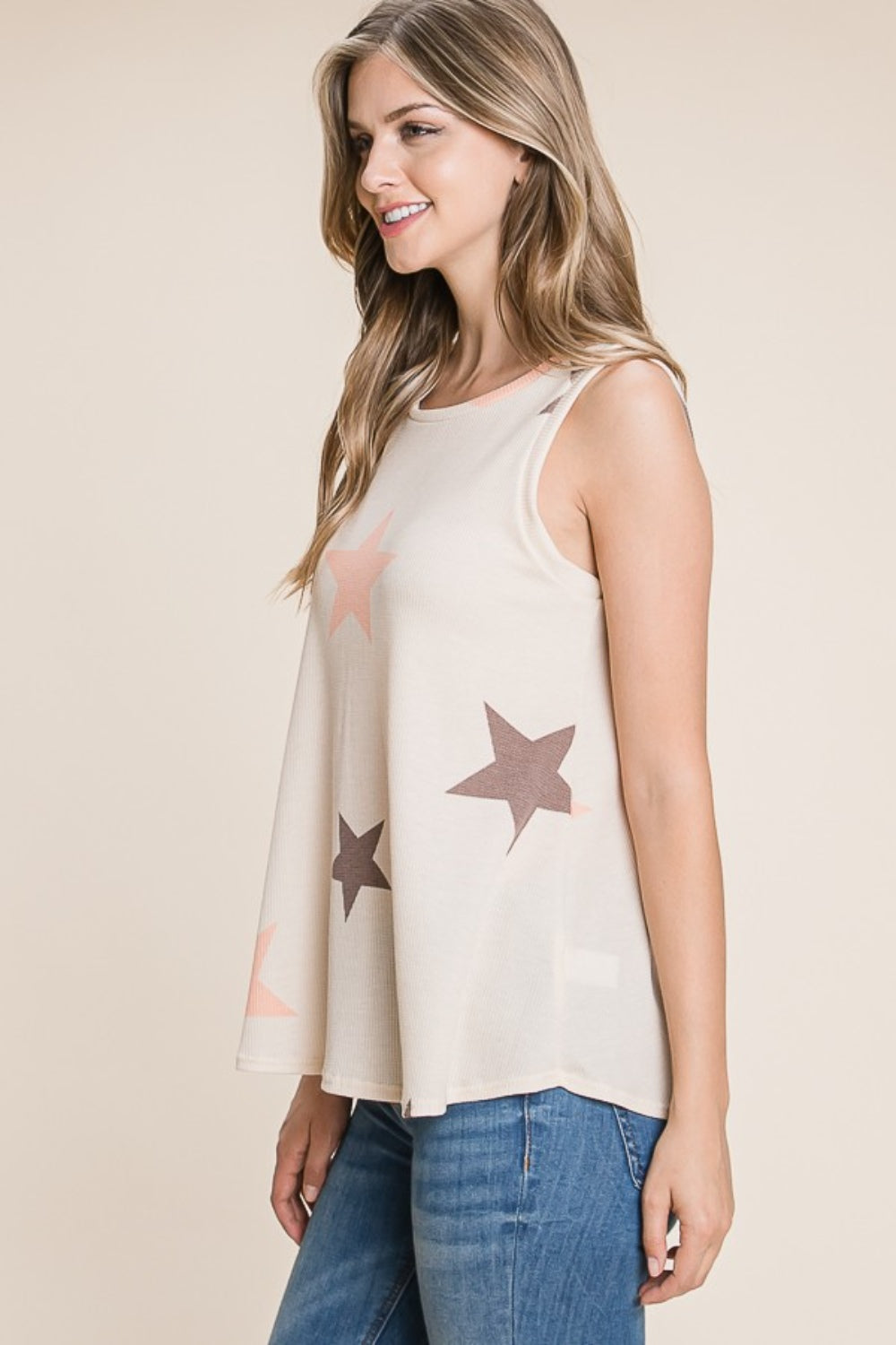 Women's BOMBOM Star Print Round Neck Tank