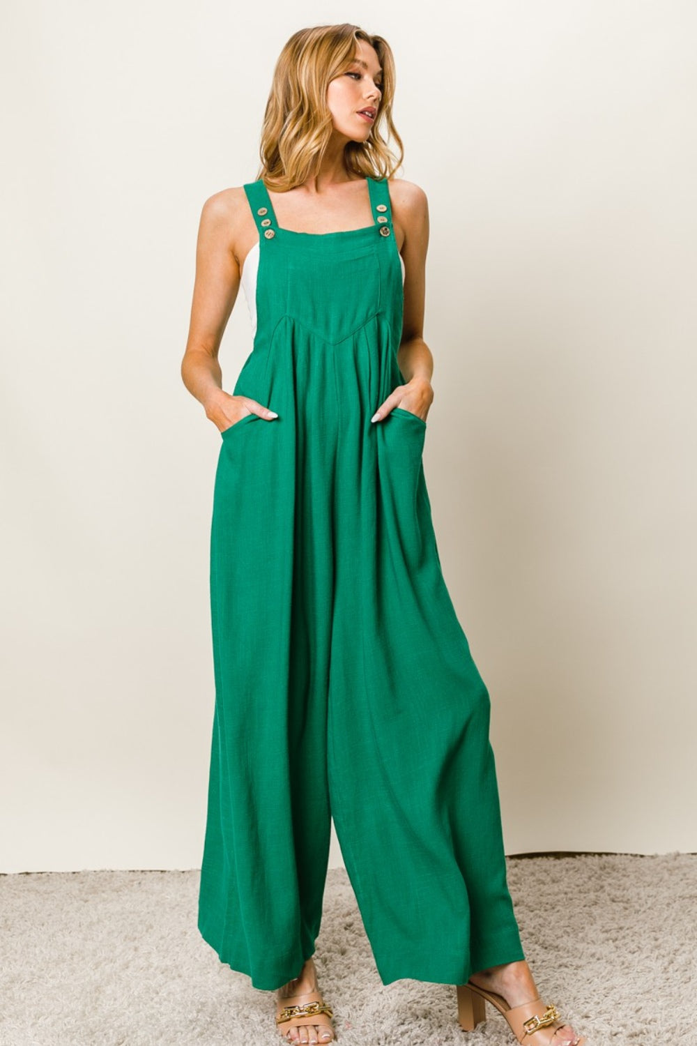 Women's BiBi Texture Sleeveless Wide Leg Jumpsuit