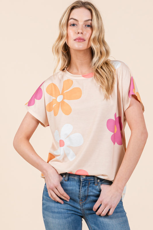 Women's BOMBOM Floral Short Sleeve T-Shirt