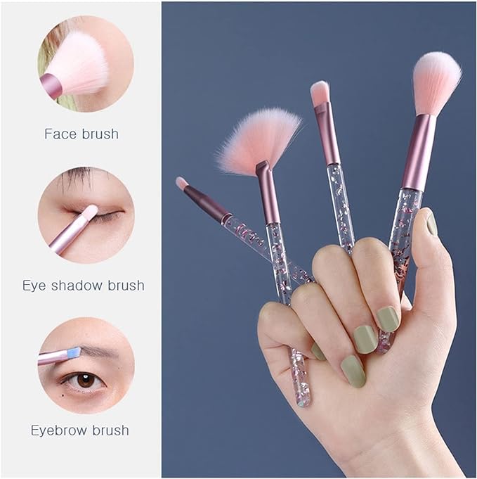 New 7-piece transparent glitter starry sky sequin crystal quicksand handle makeup brush set eye set eye shadow brush