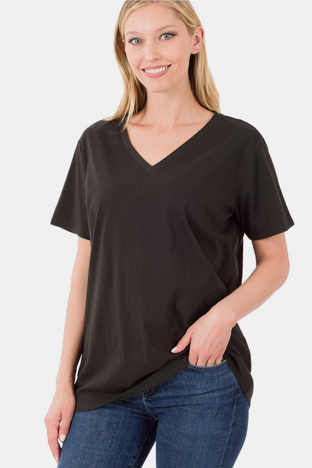 Women's Zenana Full Size V-Neck Short Sleeve T-Shirt