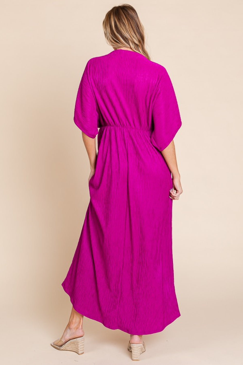 Women's BOMBOM Surplice Maxi Dress with Pockets