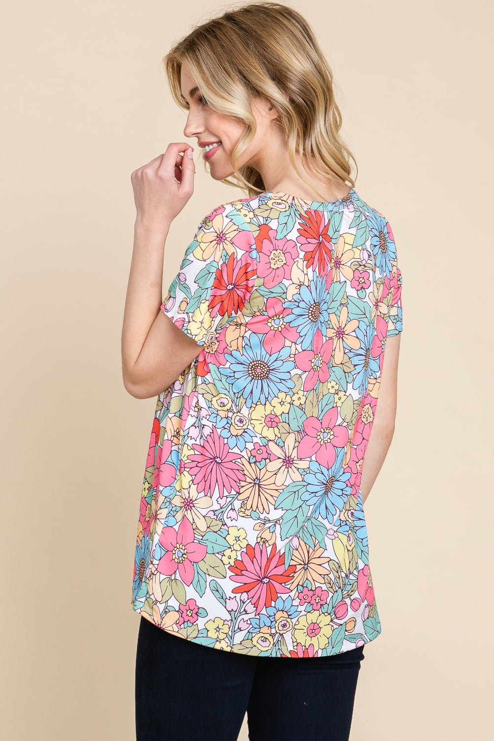 Women's BOMBOM Floral Short Sleeve T-Shirt