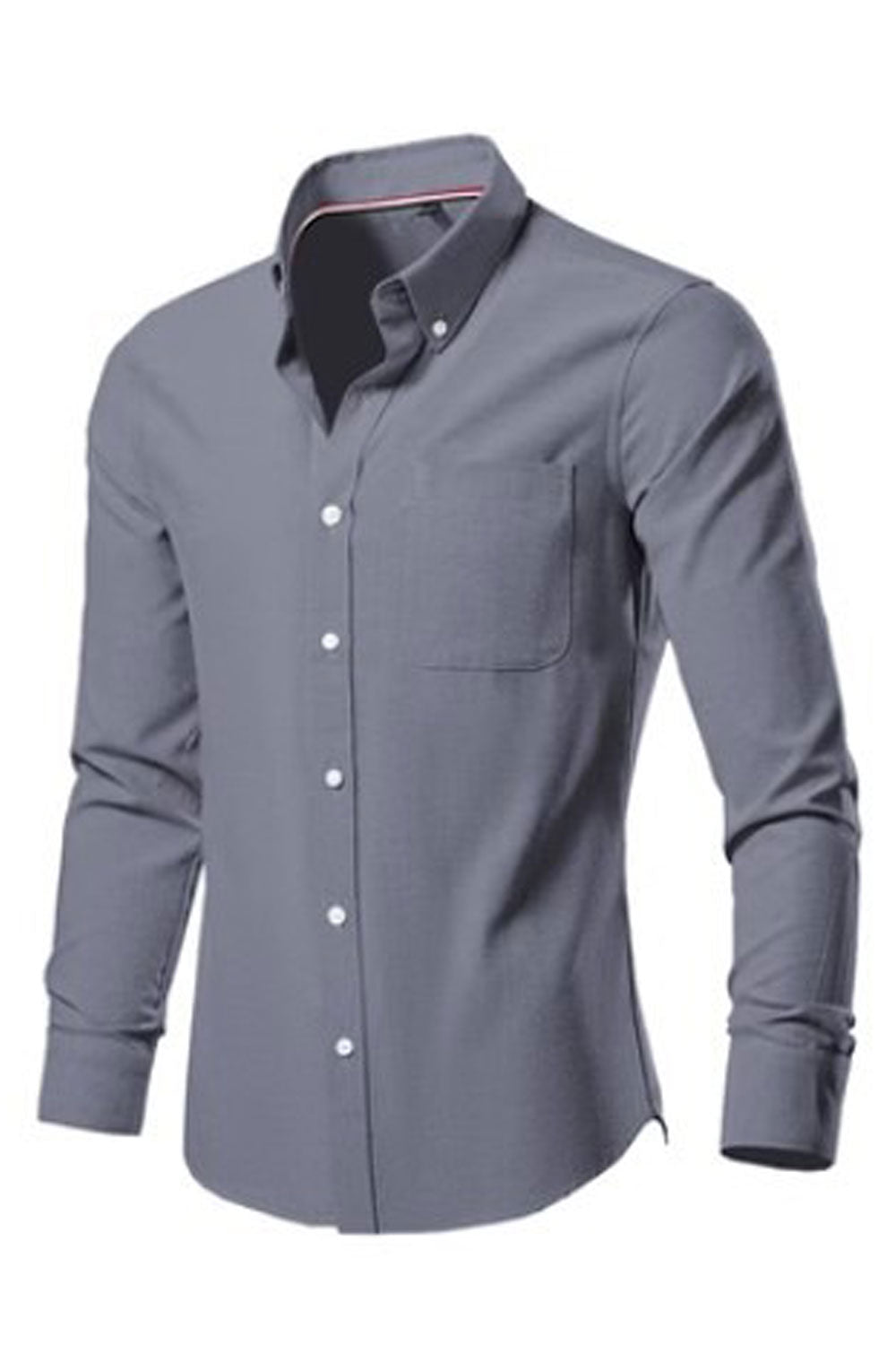 Men's New Fashion Collar Neck Long Sleeves Solid Color Summer Casual Loose Shirt - MS121720