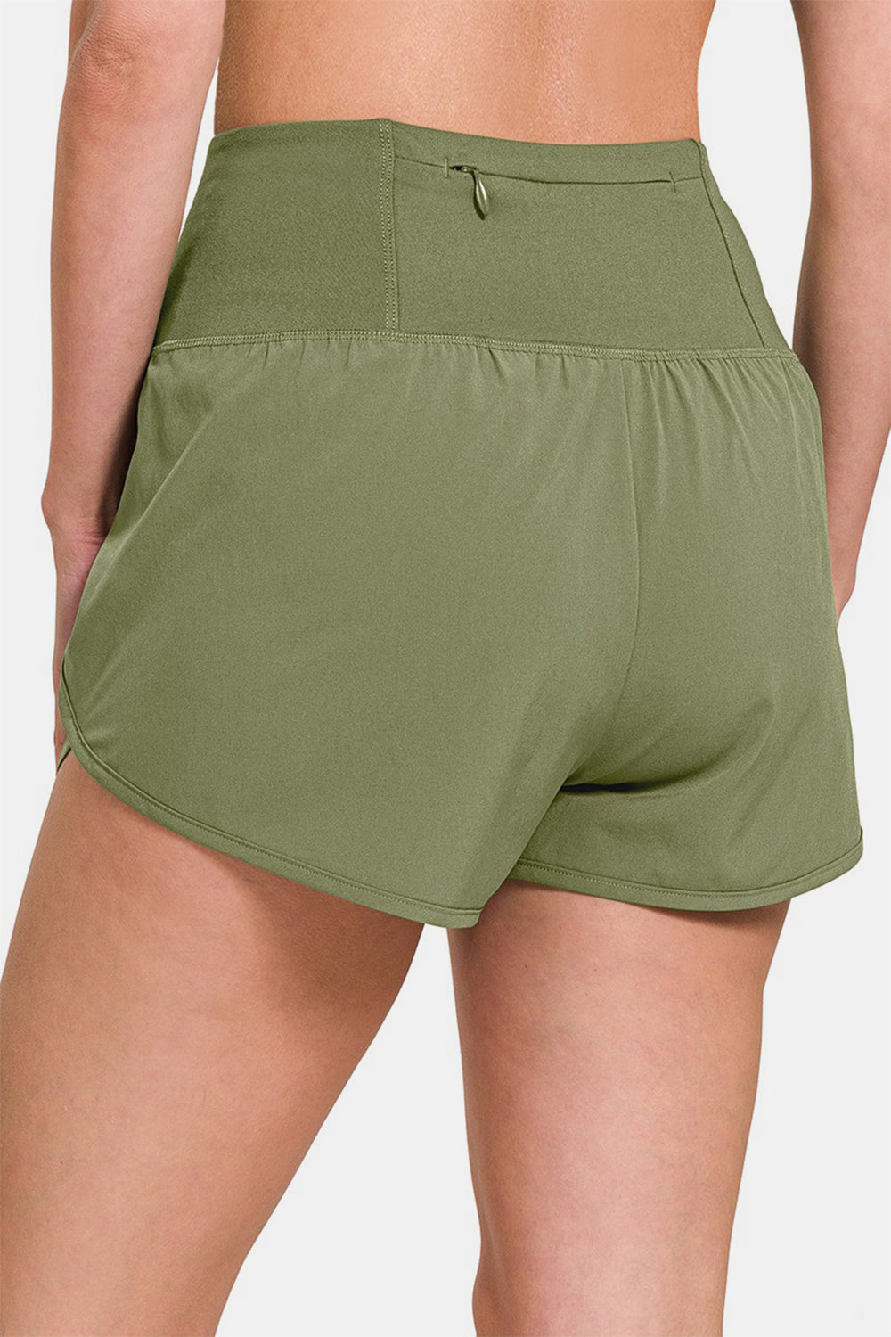 Women's Zenana High-Waisted Zippered Back Pocket Active Shorts