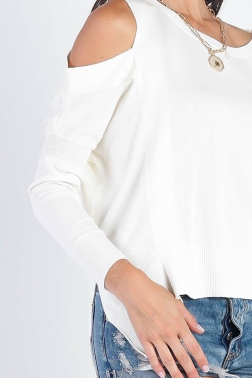 Women's UNIQ Cold Shoulder Long Sleeve Knit Top