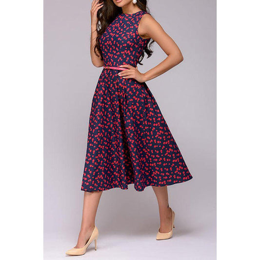 Ketty More Women Fashion Sleeveless Printed A-Line Dress-KMWDC5135