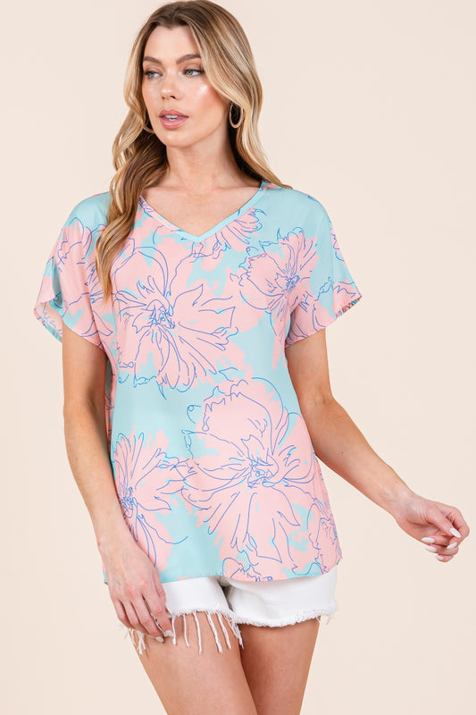 Women's BOMBOM Floral Short Sleeve T-Shirt