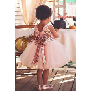 Baby Girls Back Bow Sequin Decoration Birthday Party Dress - BTGD68685