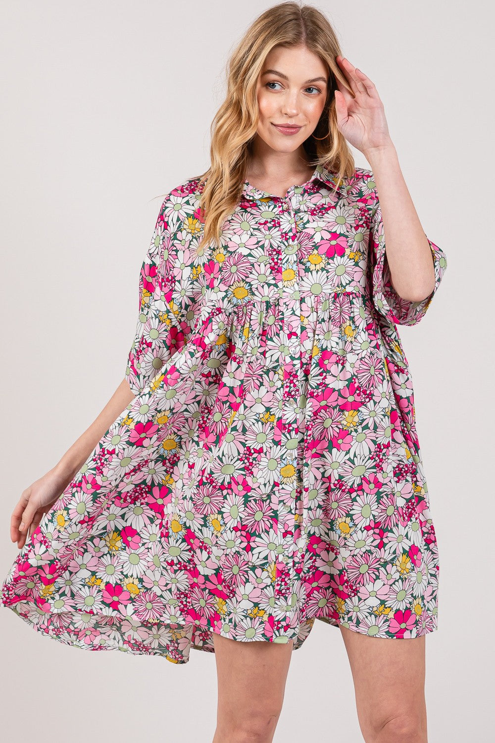 Women's SAGE + FIG Floral Button Down Mini Shirt Dress