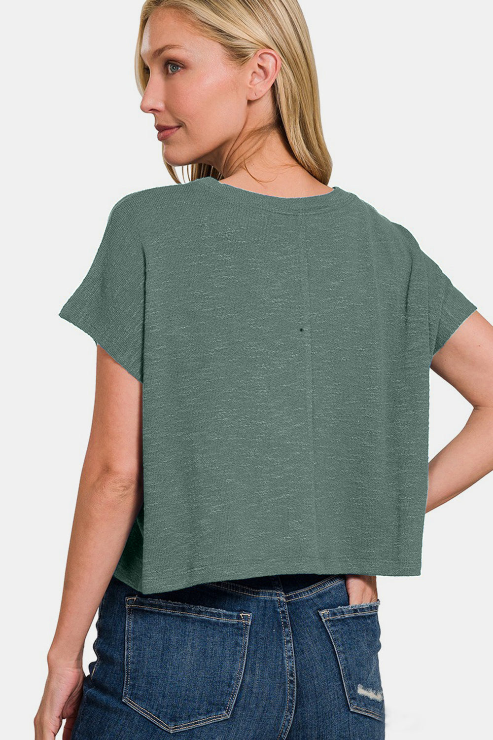 Women's Zenana Round Neck Short Sleeve Crop T-Shirt