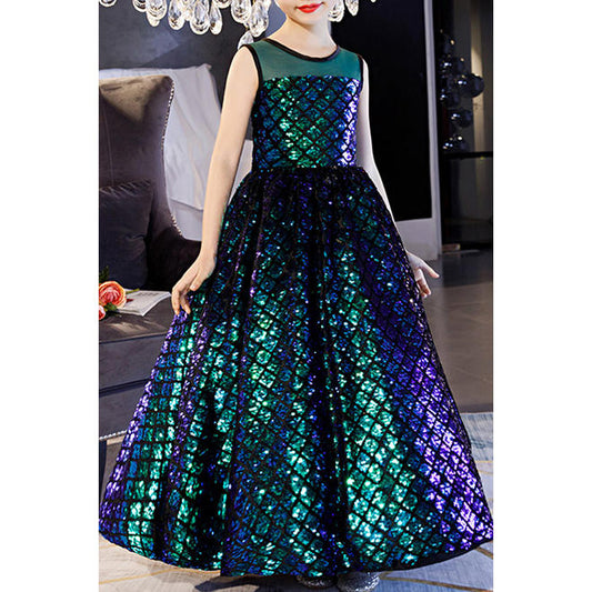 Kids Girls Sleeveless Shiny Birthday Party Dress - C5699ZWKGD