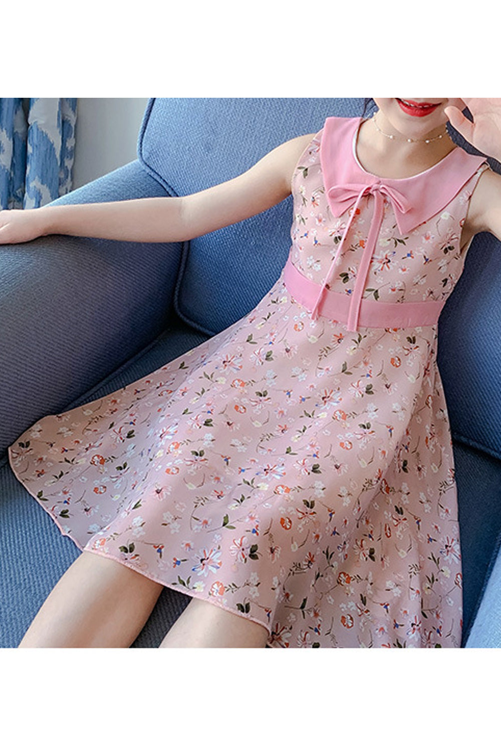 Kids Girls Sleeveless MAgnificent Printed Pattern Zipper Closure Summer Cute Dress - KGD75968