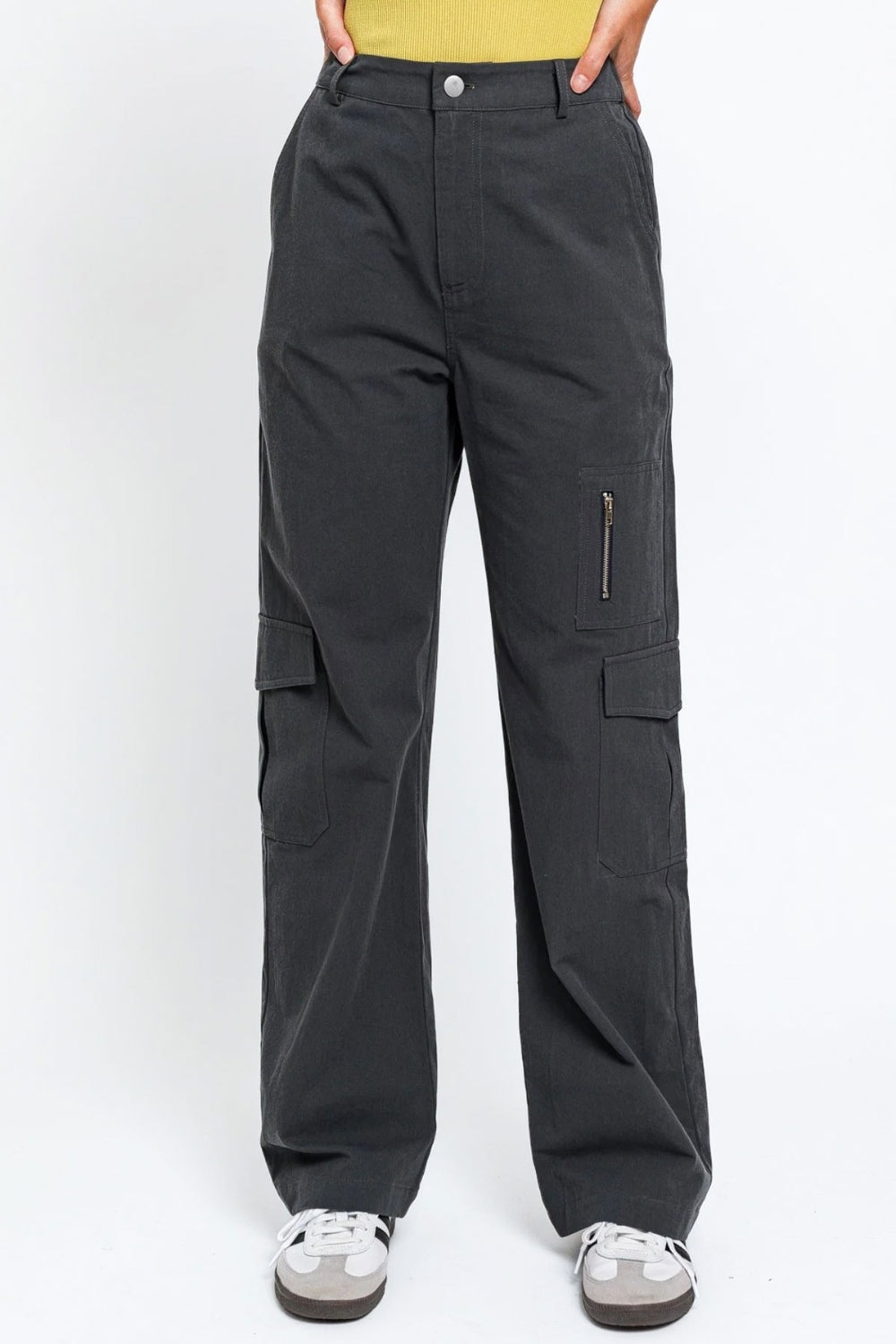 Women's Le Lis High Waisted Wide Leg Cargo Pants with Pockets