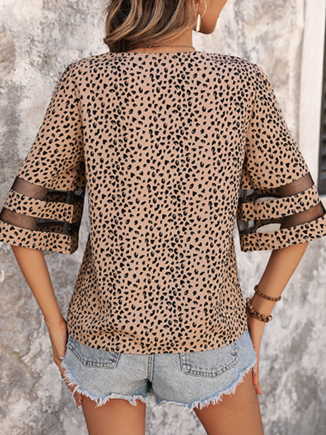 Women Printed V-Neck Half Sleeve Blouse