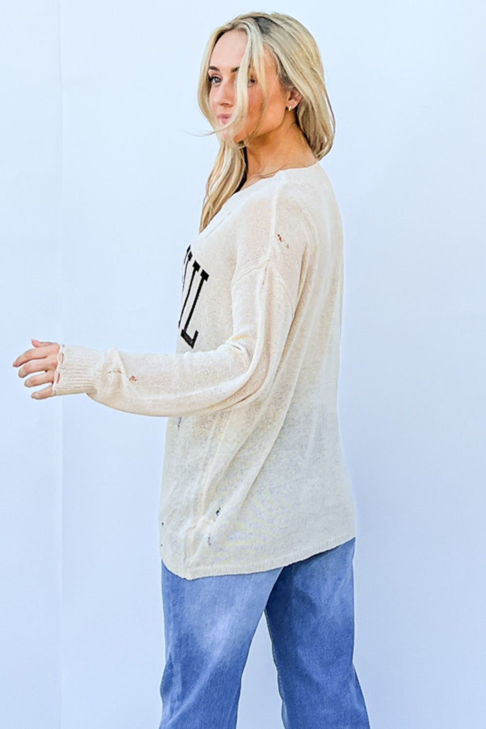 Women's And The Why GRATEFUL Long Sleeve Knit Top