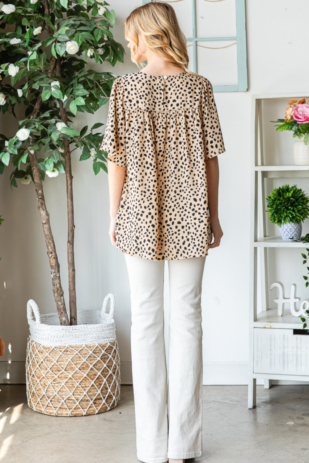 Women's Heimish Full Size Animal Print Flutter Sleeve Blouse