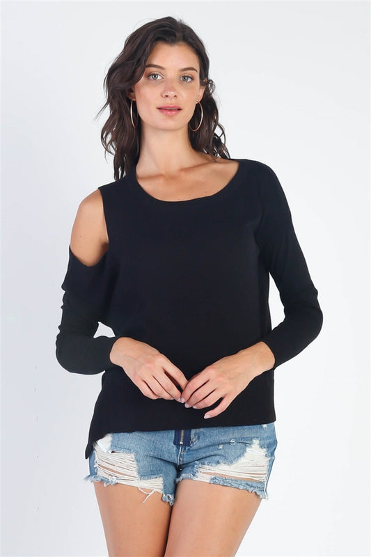 Women's UNIQ Cold Shoulder Long Sleeve Knit Top