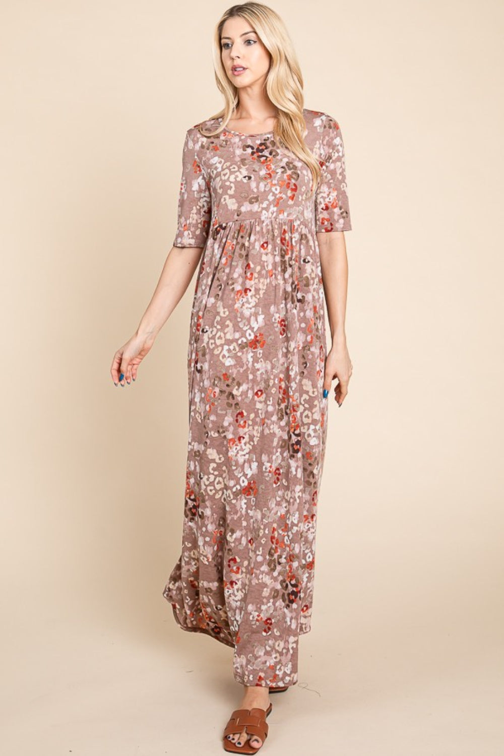 Women's BOMBOM Printed Shirred Maxi Dress