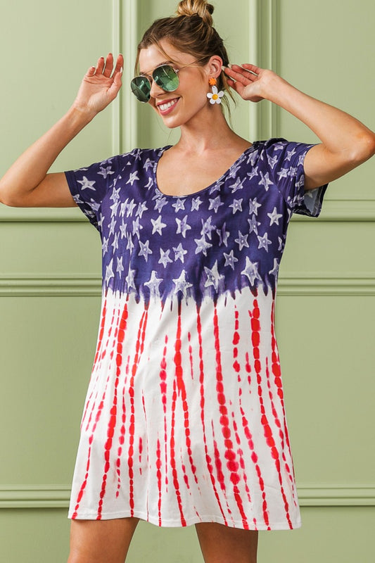 Women's BiBi American Flag Theme Tee Dress