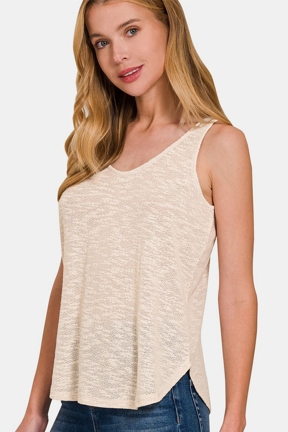 Women's Zenana Curved Hem Round Neck Tank