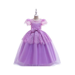 Kids Girls Bow Lace Ball Gown Skirt Dress - C12628ZWKGD