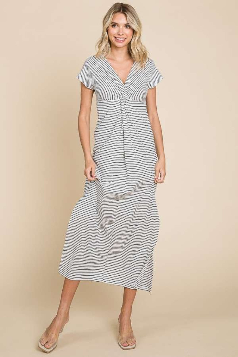 Women's Culture Code Full Size Striped Twisted Detail Dress