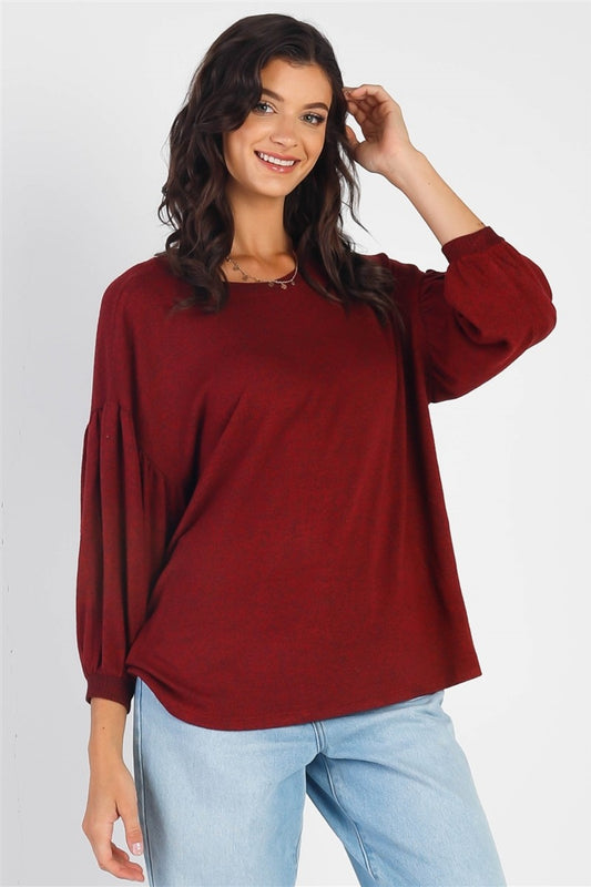 Women's Cherish Apparel Drop Shoulder Puff Sleeve Top