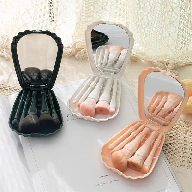 New makeup brush, shell brush, mirror box brush, love brush, 5-piece set, portable travel brush