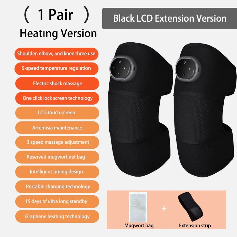 Electric Heating Therapy Knee Vibration Massager 3 in 1 Shoulder Knee Elbow Physiotherapy Warm Wrap Arthritis Pain Relief Pad