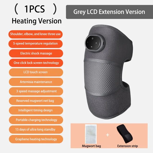 Electric Heating Therapy Knee Vibration Massager 3 in 1 Shoulder Knee Elbow Physiotherapy Warm Wrap Arthritis Pain Relief Pad