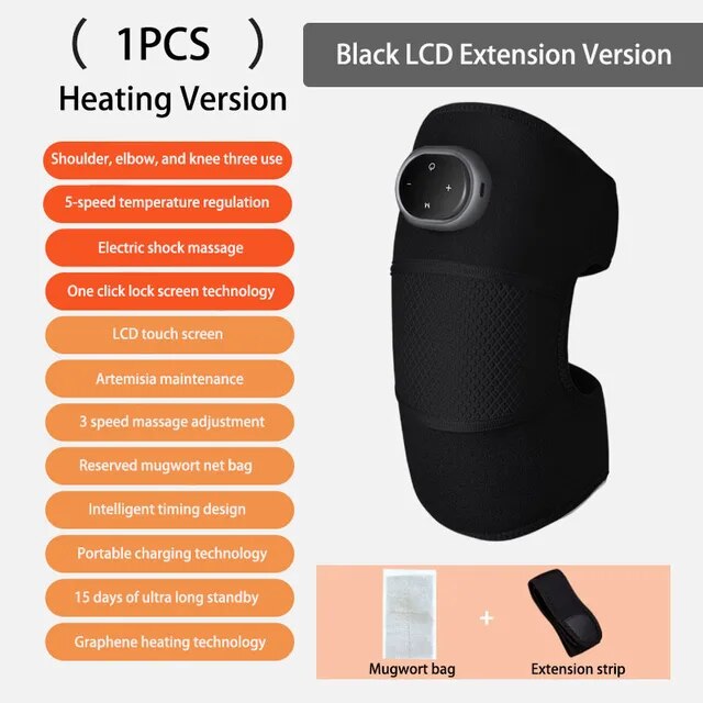 Electric Heating Therapy Knee Vibration Massager 3 in 1 Shoulder Knee Elbow Physiotherapy Warm Wrap Arthritis Pain Relief Pad