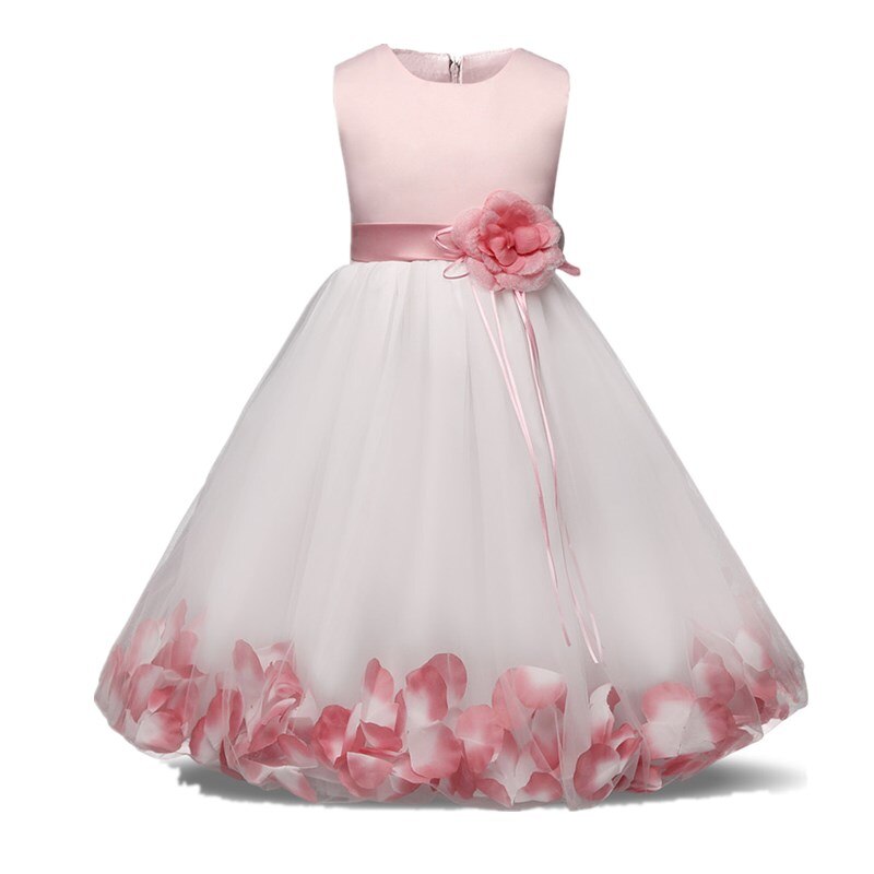 Kids Girls White Lace Flower Girls Formal  Evening Party Dress - KGD8345