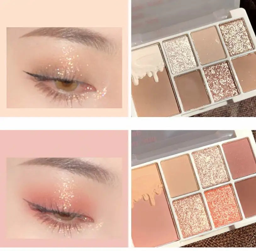 7 Colors Glitter Eyeshadow Palette Matte Shimmer Soft Touch Long Lasting Waterproof Pigmented Brighten Eyes Makeup Cosmetics HOT