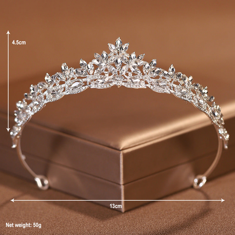 Wedding crown new headband main wedding dress crown style high-end atmospheric necklace three-piece set female bridal headwear