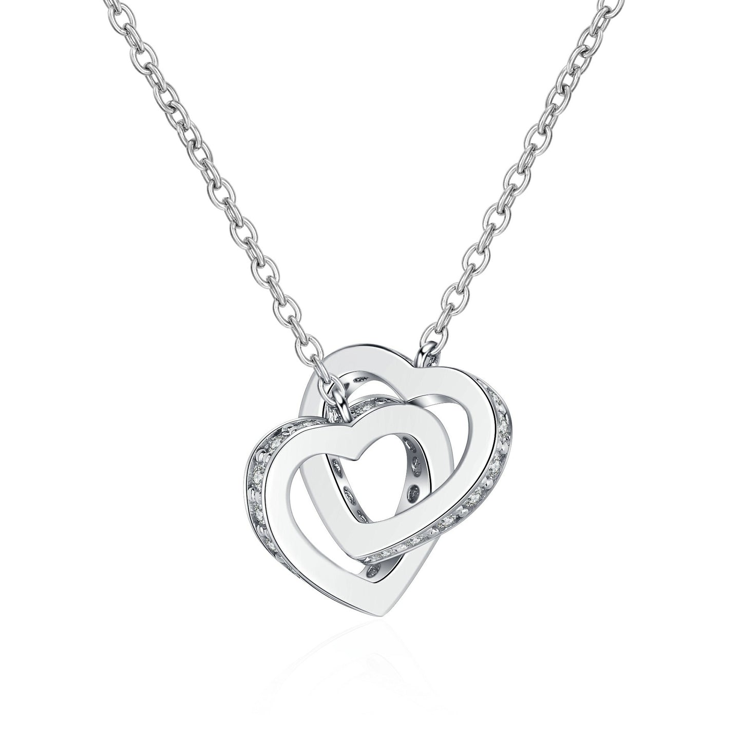 Heart to Heart Moissanite Necklace Women's S925 Silver 7A Zircon Necklace Electroplated Rose Gold Platinum Gift For Valentine's day