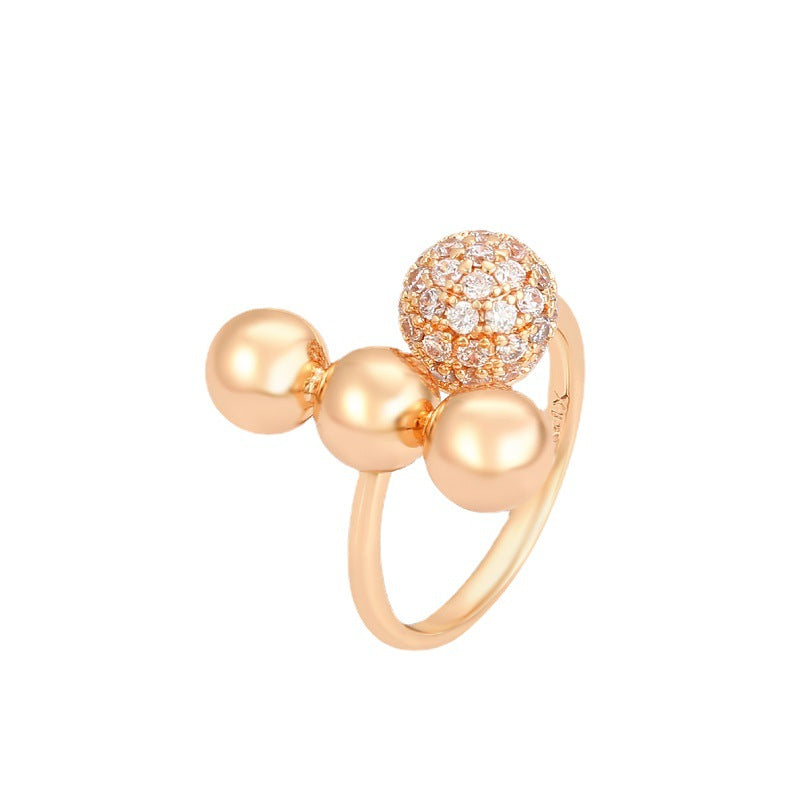 American Simple Geometric Small Gold Ball Open Ring Adjustable Fashion Alloy Cold Style Ring