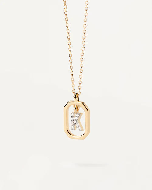 Trendy and hot-selling 18k gold English letter micro-paved zircon pendant color-coded gold-plated light luxury necklace