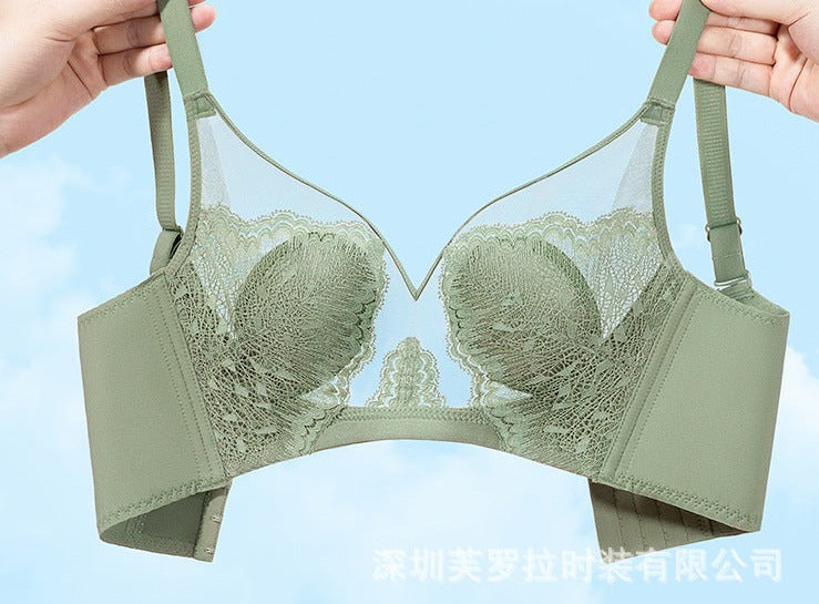 Silicone Jelly Core Crystal Cup Underwear Lace Ultra-Thin Big Breasts Showing Bunny Ears Bra Adjustable Bra