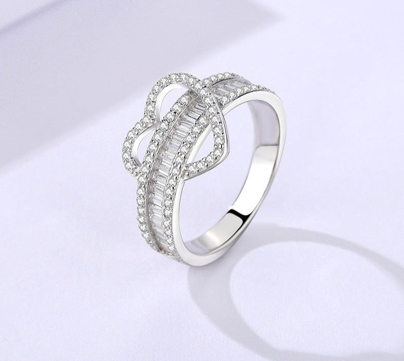 Diamond-studded love ring for women fashion personality simple versatile temperament high-end ring opening