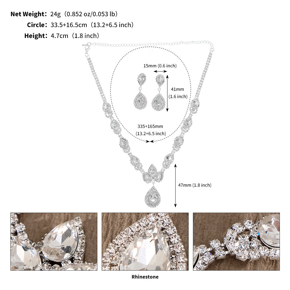 Cross-border new style rhinestone claw chain necklace earrings set European and American bridal jewelry two-piece set wedding dinner jewelry for women