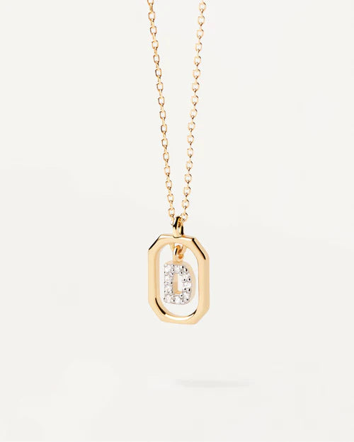 Trendy and hot-selling 18k gold English letter micro-paved zircon pendant color-coded gold-plated light luxury necklace