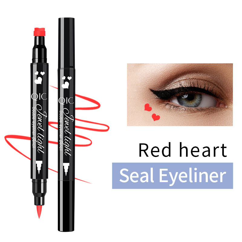 Double Head Moon Star Heart Flower Liquid Eyeliner Pen Black Eye Liner Stamp Makeup Seal Eyeliner Pencil Waterproof Cosmetics Pack of 8