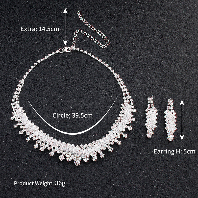 Big Fashion White Crystal Jewelry Sets For Women Wedding Bridal Necklace And Earing Jewellery Set 2 pcs