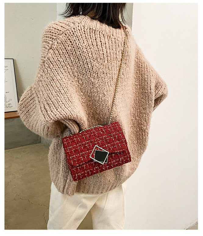 Woolen bag ins women's bag new trendy popular fashion chain shoulder crossbody bag