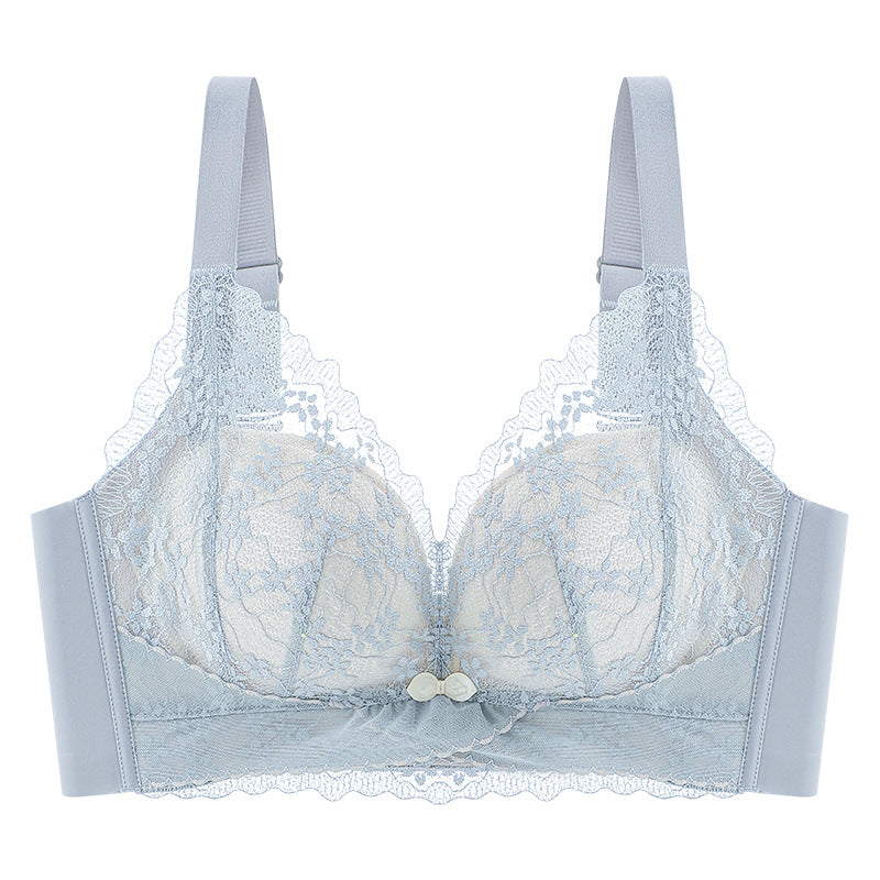 Women Lace Adjustable Bra Boneless Comfortable Small Breast Push-up Bra With Thin Top and Thick Bottom