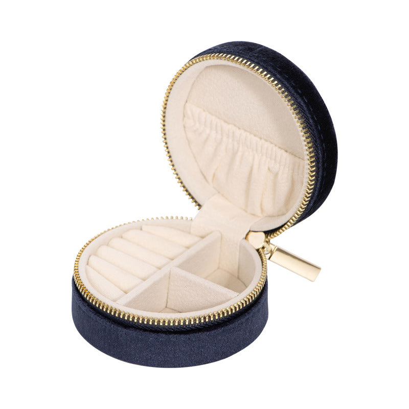 Earring Storage Box Round Velvet Jewelry Storage Bag Portable Jewelry Box