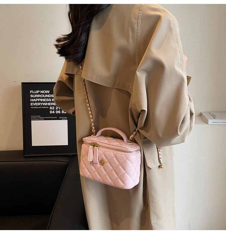 Small square bag box bag camellia diamond chain box small bag women's shoulder crossbody bag women's handbag