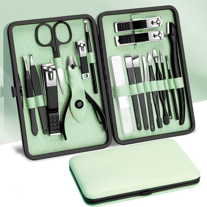 Ready stock nail clipper set 18-piece nail scissors complete set of manicure stainless steel dead skin scissors tool finger