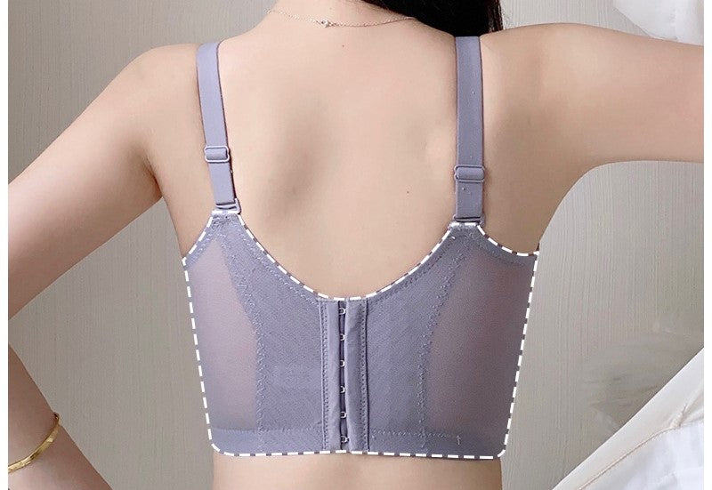 Autumn and winter thin underwear women's vest one-piece side breast collection anti-sagging gathered lace full cup bra